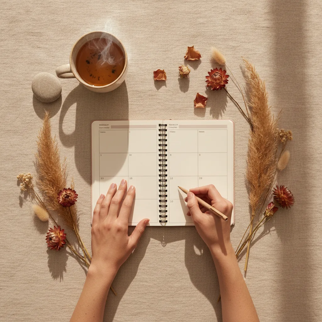 Woman mapping her week calmly